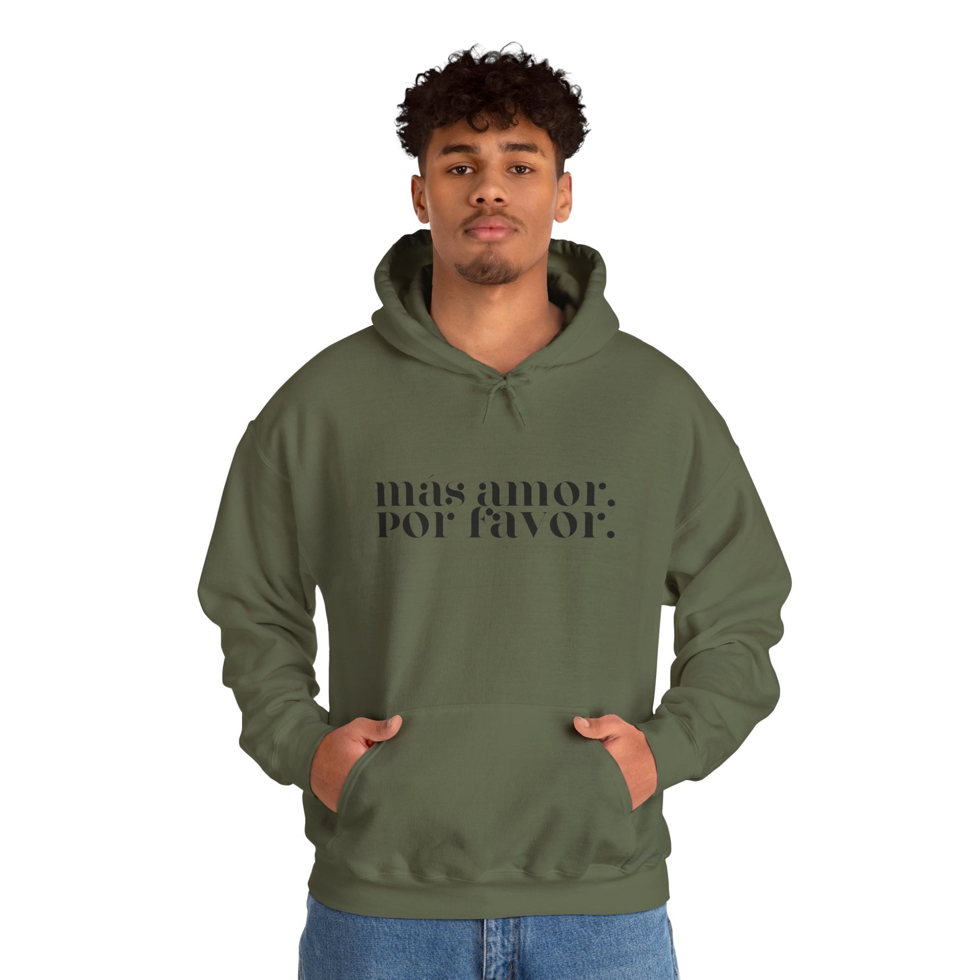 Más Amor, Por Favor Hoodie - black font