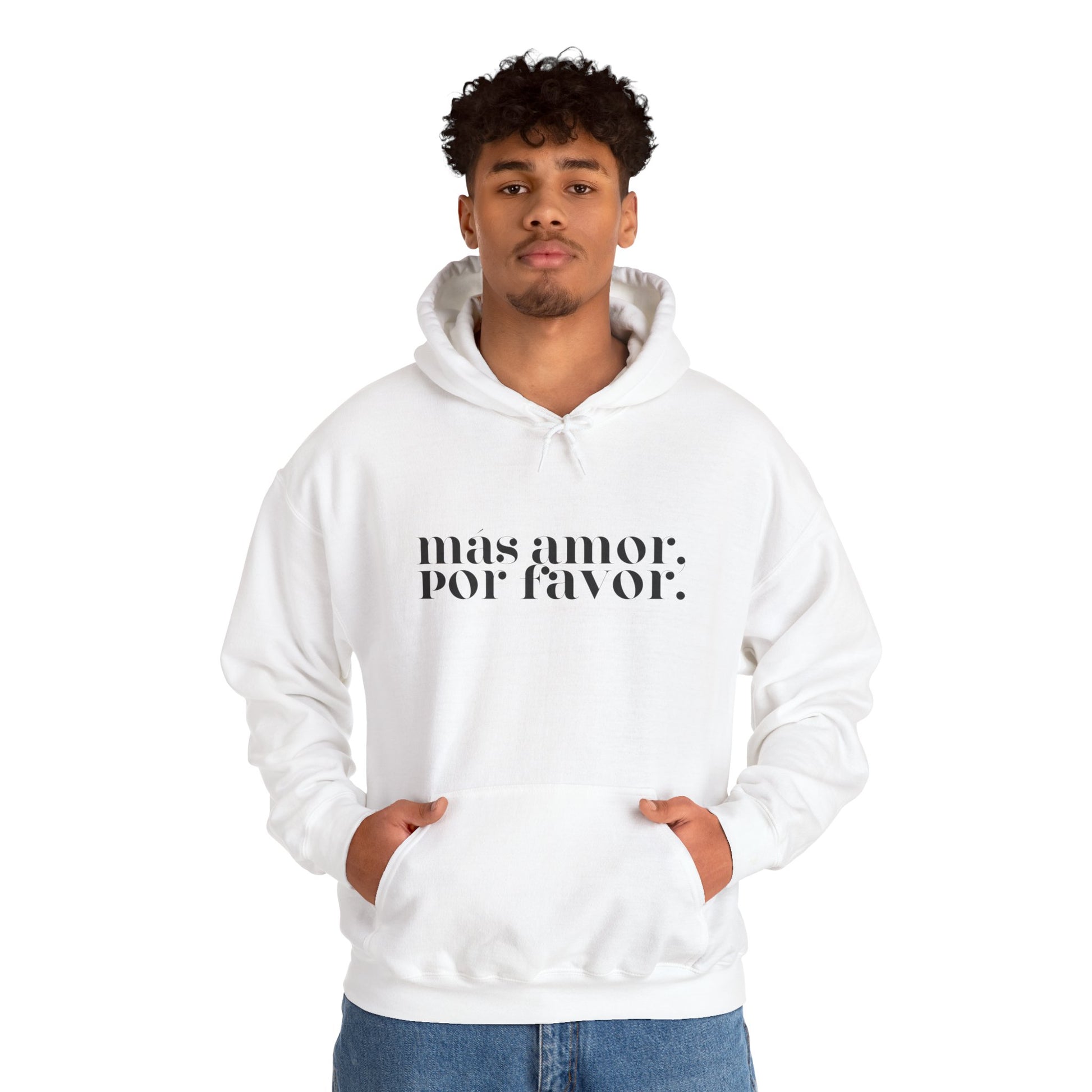 Más Amor, Por Favor Hoodie - black font