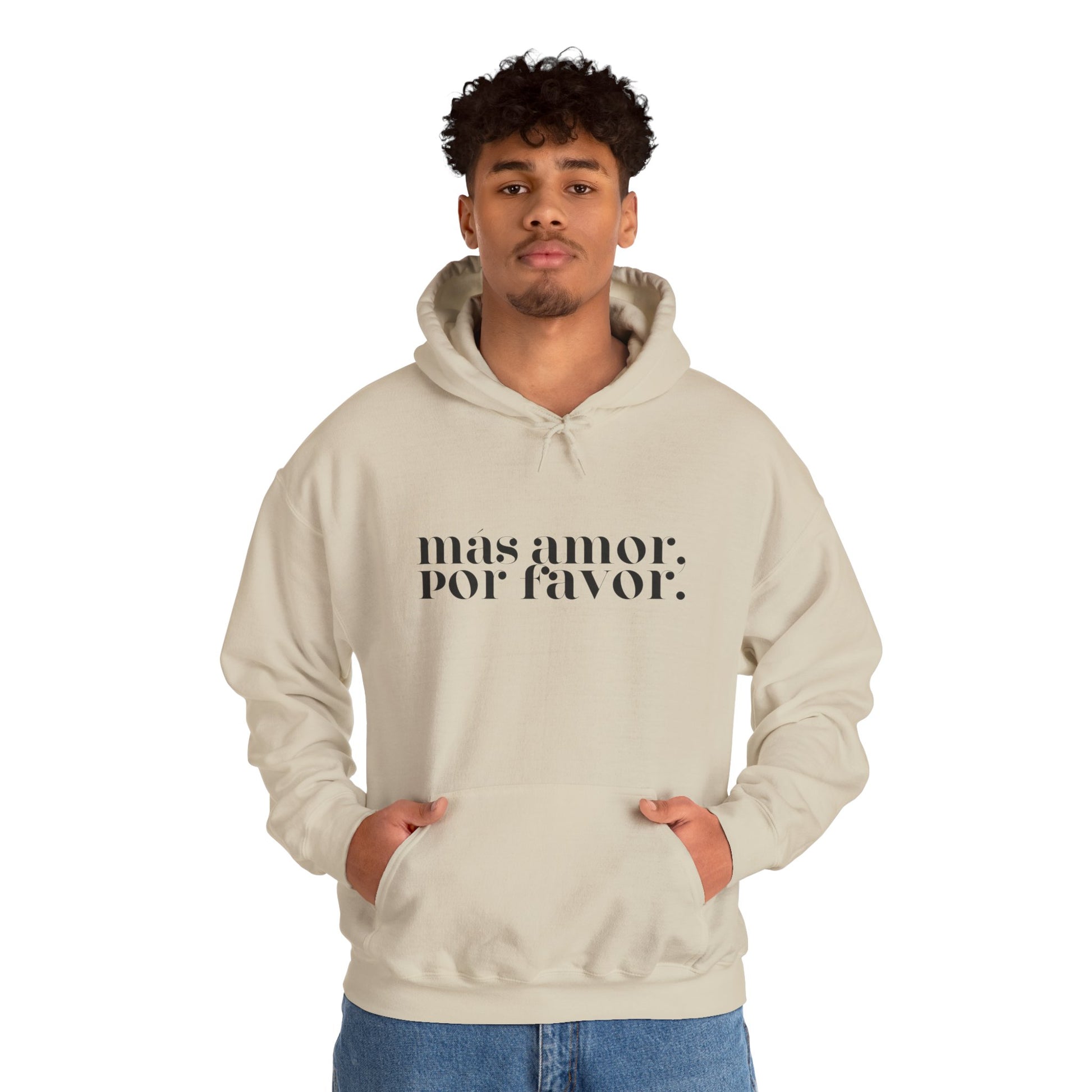 Más Amor, Por Favor Hoodie - black font